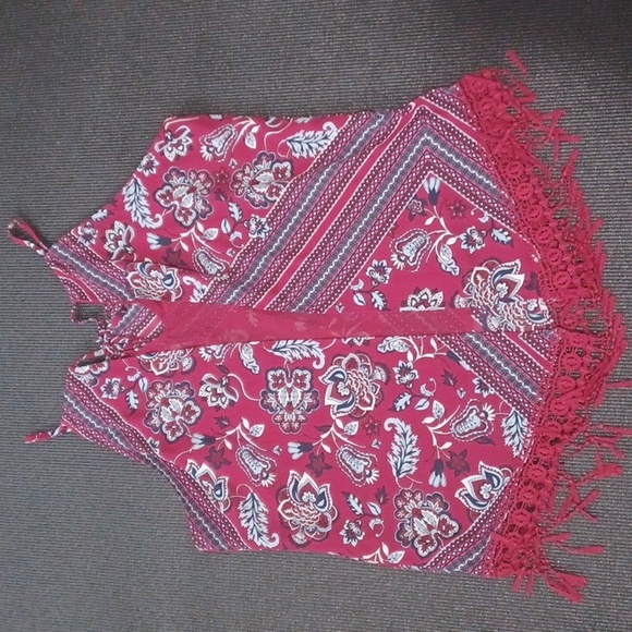 SMALL flower print adjustable straps, ribbon tie, sleveless tank halter top SOHO - Picture 14 of 16